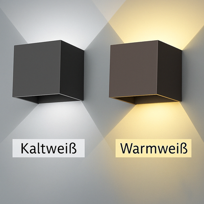 LED Wandleuchte Außen & Innen – Up & Down Wandlampe Schwarz Aluminium, 2700K Warmweiß, Moderne Außenwandleuchte
