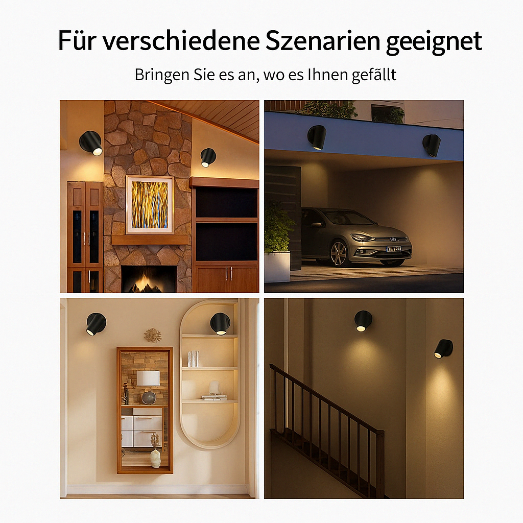 LED Wandleuchte mit Spotlicht – Moderne Wandlampe für Wohnzimmer, Schlafzimmer & Flur