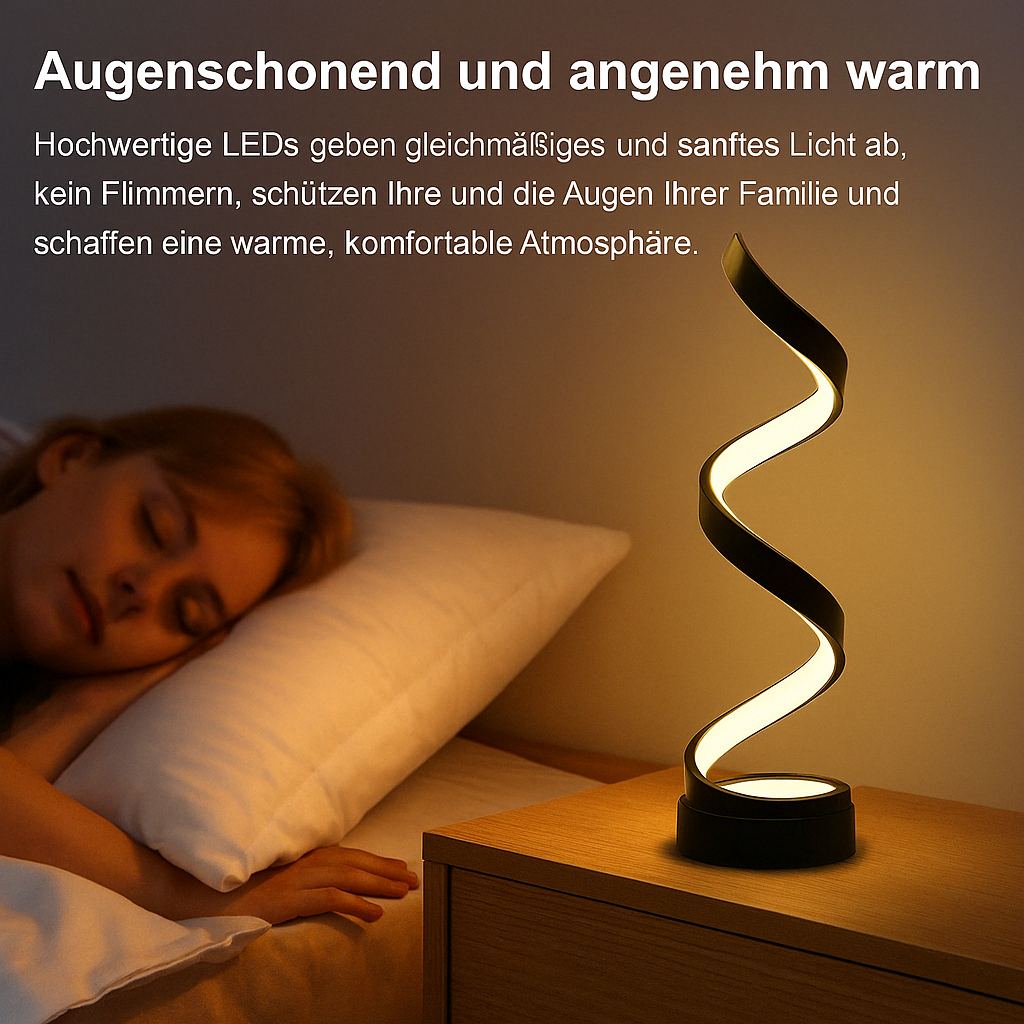 Spiral LED Tischlampe – Minimalistische Designlampe für Wohnzimmer, Schlafzimmer & Büro