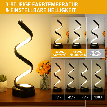 Spiral LED Tischlampe – Minimalistische Designlampe für Wohnzimmer, Schlafzimmer & Büro