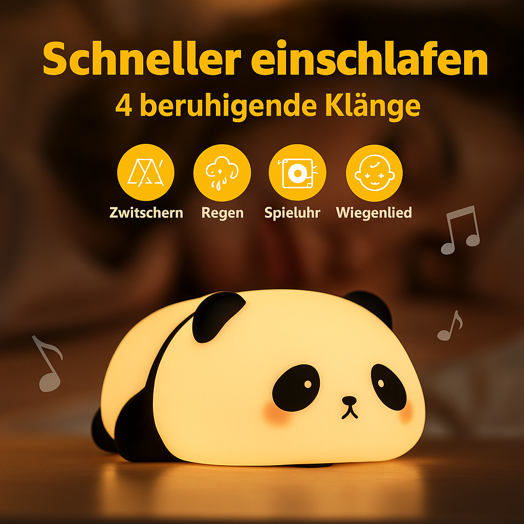 Panda Nachtlicht LED – Silikon Kinder Nachtlampe, Baby Schlaflicht, USB Wiederaufladbar & Touch-Steuerung