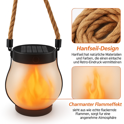 Solar LED Gartenlaterne mit Flammeneffekt – Outdoor Laterne für Terrasse & Balkon – 2 Beleuchtungsmodi (Flicker & Dauerlicht) – Wetterfest & Wiederaufladbar – Deko Lampe für Außenbereich