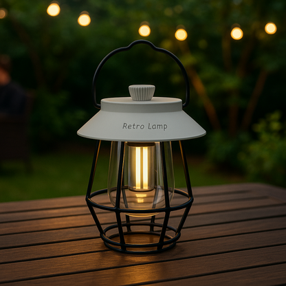 LED Retro Laterne – Tragbare Akku Tischlampe für Outdoor & Indoor | Warmweißes Licht – in Weiß & Schwarz erhältlich