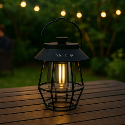 LED Retro Laterne – Tragbare Akku Tischlampe für Outdoor & Indoor | Warmweißes Licht – in Weiß & Schwarz erhältlich