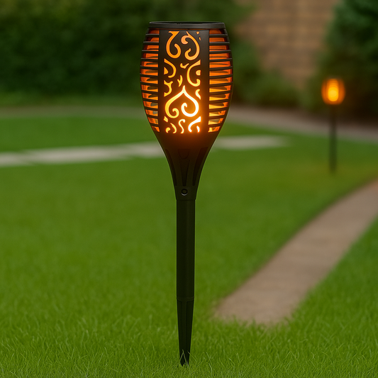 Solar Gartenfackel LED mit Flammen-Effekt | Solarleuchte Außen für Garten & Terrasse | IP65 Wasserdicht Deko Lampe