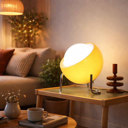 Bauhaus LED Tischlampe aus Glas – Retro Design Nachttischlampe für Schlafzimmer & Wohnzimmer, Nordic Design Tischleuchte