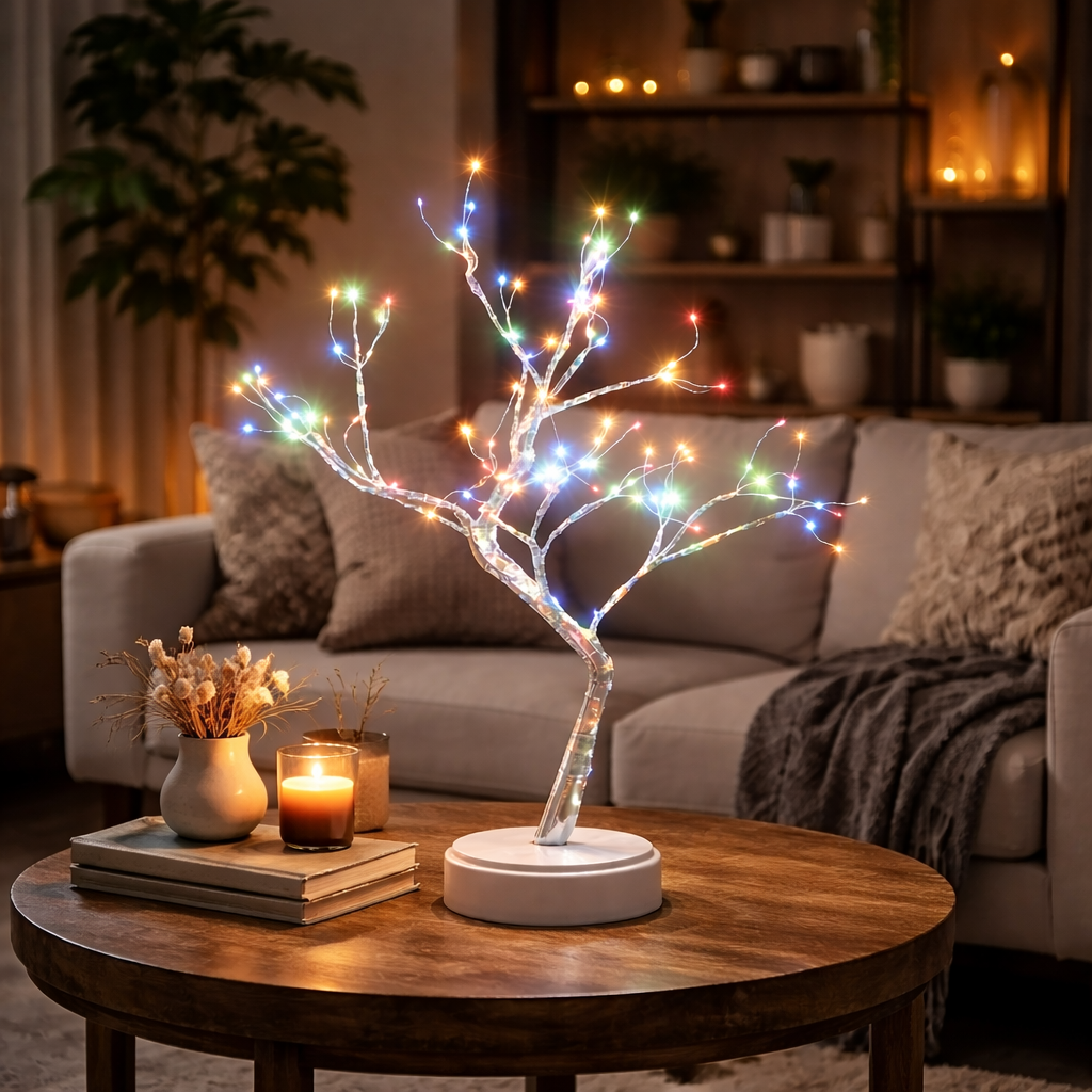 LumaTree Mehrfarbig  | LED Deko Baum mit Lichtern – Stimmungsvolle Tischlampe für Wohnzimmer & Schlafzimmer