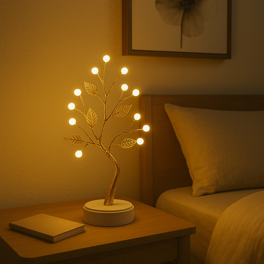 LED Baum Tischlampe – Deko Lampe für Wohnzimmer & Schlafzimmer, Warmweißes Stimmungslicht