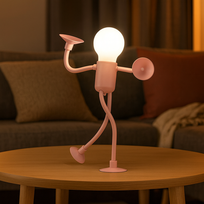 Bulb - Man | LED Tischlampe Flexibel – Kreative Deko Schreibtischlampe für Wohnzimmer & Kinderzimmer | 4 Farben | Energiesparend & Modern