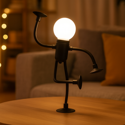 Bulb - Man | LED Tischlampe Flexibel – Kreative Deko Schreibtischlampe für Wohnzimmer & Kinderzimmer | 4 Farben | Energiesparend & Modern