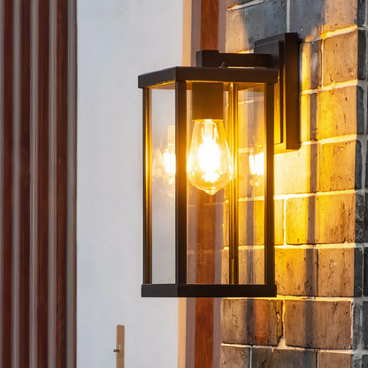 Moderne Außenwandleuchte Schwarz mit Glas – Warmweißes Außenlicht für Hauswand, Garten & Eingang