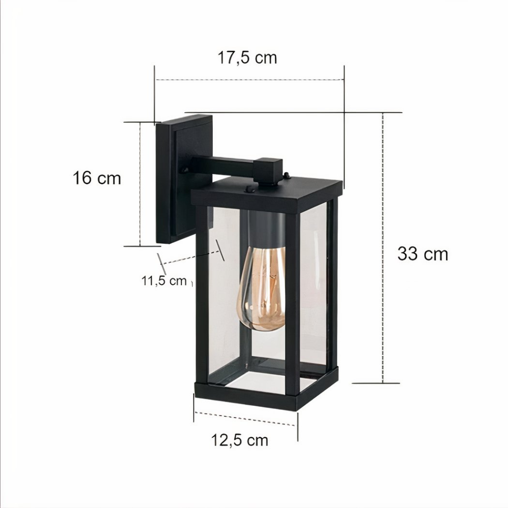 Moderne Außenwandleuchte Schwarz mit Glas – Warmweißes Außenlicht für Hauswand, Garten & Eingang