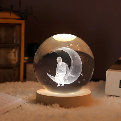 3D Kristall Kugel LED Nachtlicht – Planet Lampe mit USB, Warmweiß, Geschenk & Deko Licht