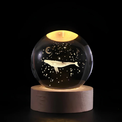 3D Kristall Kugel LED Nachtlicht – Planet Lampe mit USB, Warmweiß, Geschenk & Deko Licht