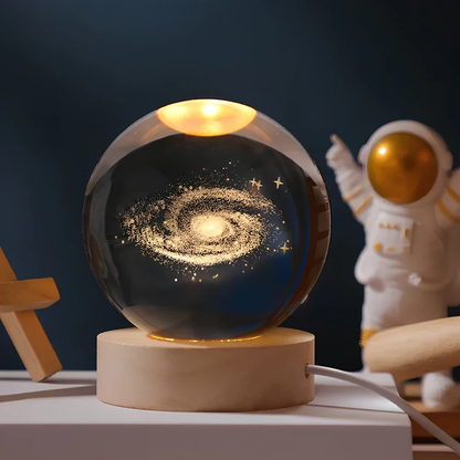 3D Kristall Kugel LED Nachtlicht – Planet Lampe mit USB, Warmweiß, Geschenk & Deko Licht
