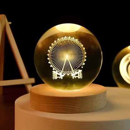 3D Kristall Kugel LED Nachtlicht – Planet Lampe mit USB, Warmweiß, Geschenk & Deko Licht