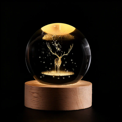 3D Kristall Kugel LED Nachtlicht – Planet Lampe mit USB, Warmweiß, Geschenk & Deko Licht