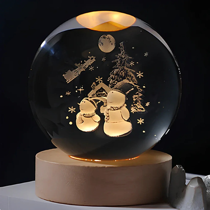 3D Kristall Kugel LED Nachtlicht – Planet Lampe mit USB, Warmweiß, Geschenk & Deko Licht