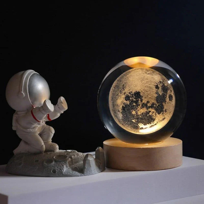 3D Kristall Kugel LED Nachtlicht – Planet Lampe mit USB, Warmweiß, Geschenk & Deko Licht