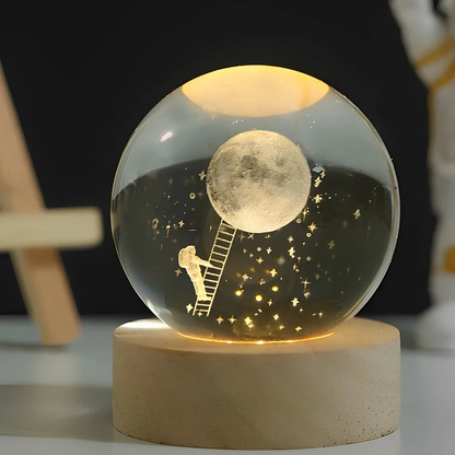 3D Kristall Kugel LED Nachtlicht – Planet Lampe mit USB, Warmweiß, Geschenk & Deko Licht