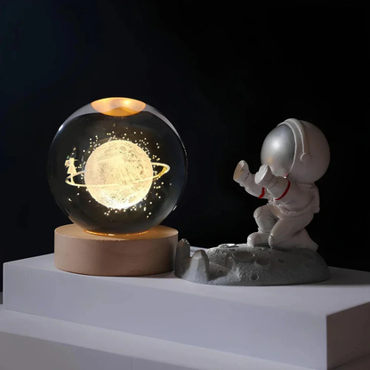 3D Kristall Kugel LED Nachtlicht – Planet Lampe mit USB, Warmweiß, Geschenk & Deko Licht