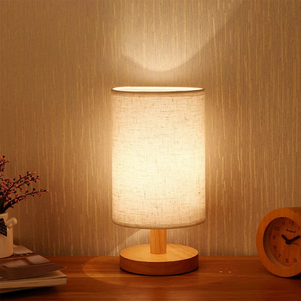 Holz Nachtlicht Tischlampe – 4 Varianten | Warmweiß Nachttischlampe aus Massivholz für Schlafzimmer & Wohnzimmer