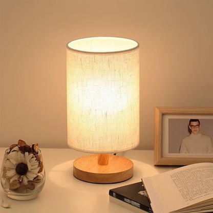 Holz Nachtlicht Tischlampe – 4 Varianten | Warmweiß Nachttischlampe aus Massivholz für Schlafzimmer & Wohnzimmer