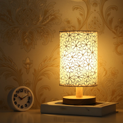 Holz Nachtlicht Tischlampe – 4 Varianten | Warmweiß Nachttischlampe aus Massivholz für Schlafzimmer & Wohnzimmer