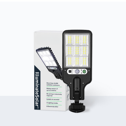 Solar LED Außenlampe mit Bewegungsmelder – Solarstrahler IP65, Außenwandleuchte mit Fernbedienung, Gartenbeleuchtung für Terrasse, Einfahrt & Hof