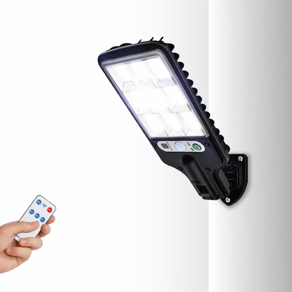 Solar LED Außenlampe mit Bewegungsmelder – Solarstrahler IP65, Außenwandleuchte mit Fernbedienung, Gartenbeleuchtung für Terrasse, Einfahrt & Hof
