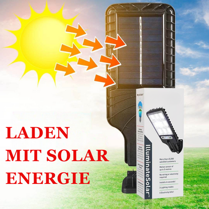 Solar LED Außenlampe mit Bewegungsmelder – Solarstrahler IP65, Außenwandleuchte mit Fernbedienung, Gartenbeleuchtung für Terrasse, Einfahrt & Hof