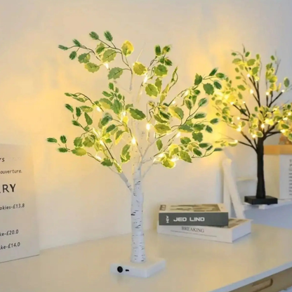 LED Birkenbaum Lampe – Lichterbaum Deko mit warmweißen LEDs | Tischlampe für Wohnzimmer & Schlafzimmer | Weiß & Schwarz erhältlich