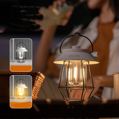 LED Retro Laterne – Tragbare Akku Tischlampe für Outdoor & Indoor | Warmweißes Licht – in Weiß & Schwarz erhältlich