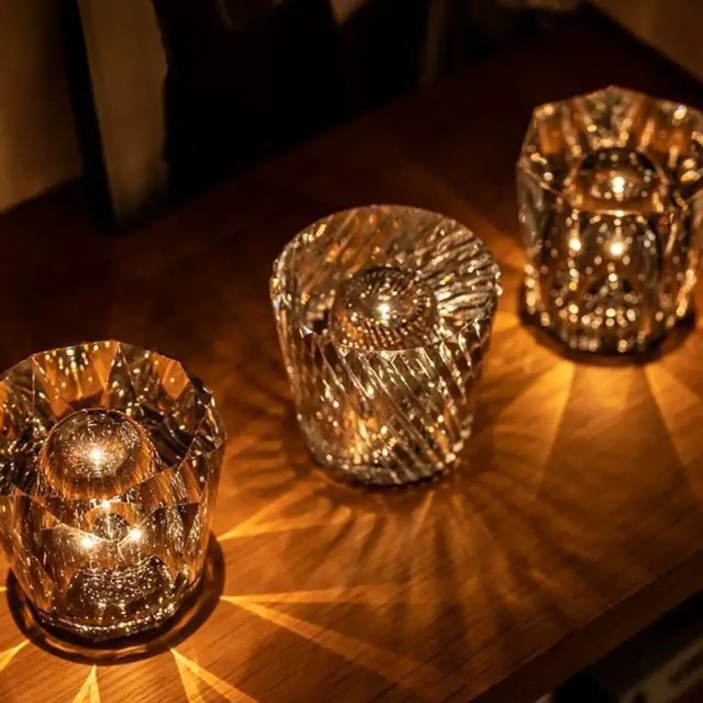 Kristall LED Tischlampe – Elegante kabellose Crystal Lampe als Stimmungslicht & Dekolicht für Wohnzimmer, Schlafzimmer & Zuhause