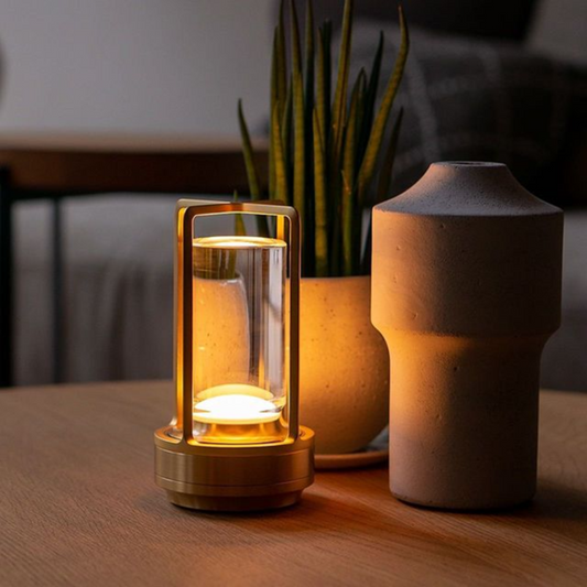 Kabellose dimmbare LED Tischlampe – Design Ambientelampe mit Akku und warmweißem Licht