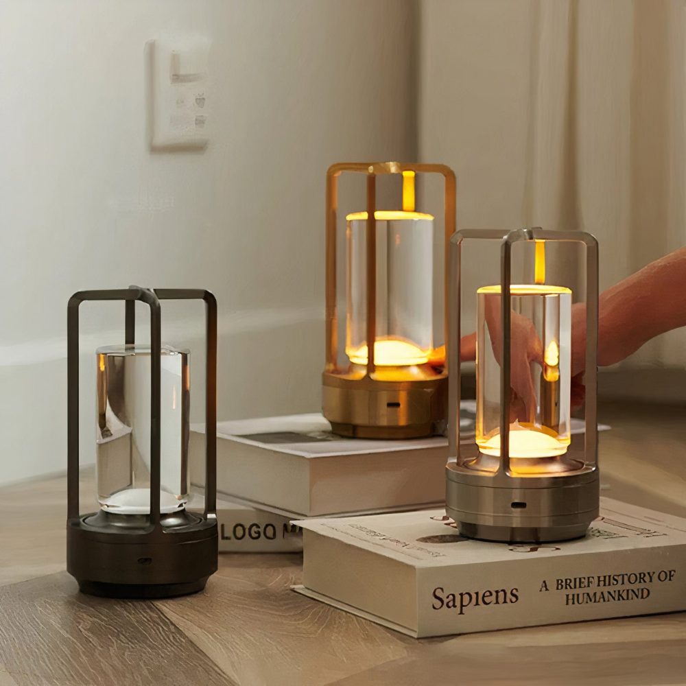 Kabellose dimmbare LED Tischlampe – Design Ambientelampe mit Akku und warmweißem Licht