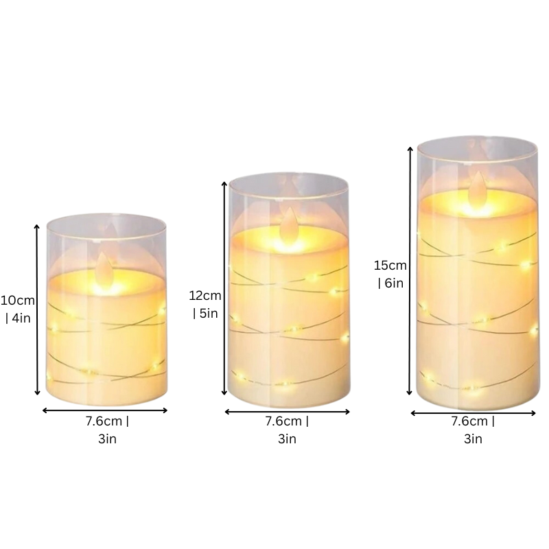 LED Kerzen Set im Glas – 3 Varianten | Flackernde Flamme, Warmweiß, Realistischer Kerzeneffekt, Dekolicht für Wohnzimmer & Tischdeko
