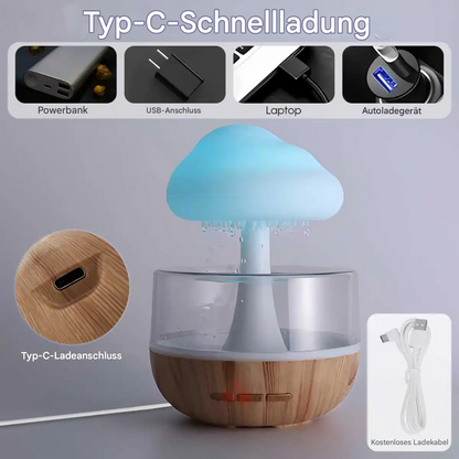 Ultraschall Aroma Diffuser mit LED-Licht & Regen-Effekt – Luftbefeuchter für Schlafzimmer & Wohnzimmer