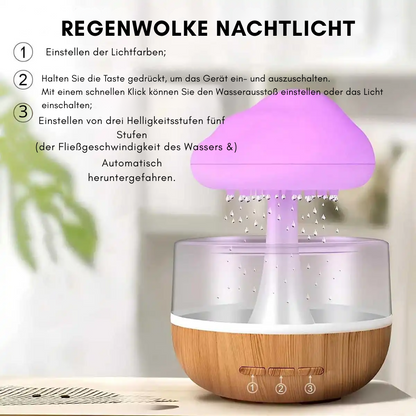 Ultraschall Aroma Diffuser mit LED-Licht & Regen-Effekt – Luftbefeuchter für Schlafzimmer & Wohnzimmer