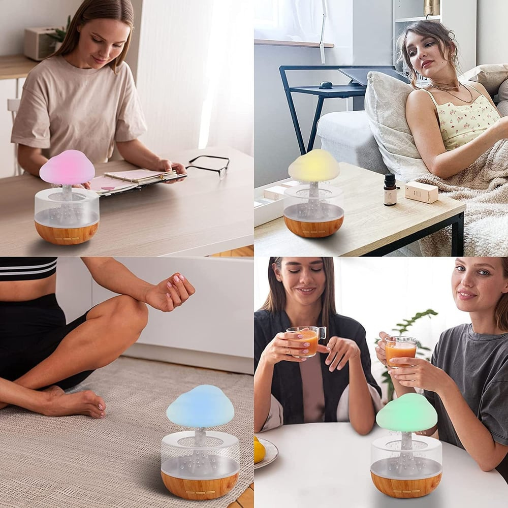 Ultraschall Aroma Diffuser mit LED-Licht & Regen-Effekt – Luftbefeuchter für Schlafzimmer & Wohnzimmer