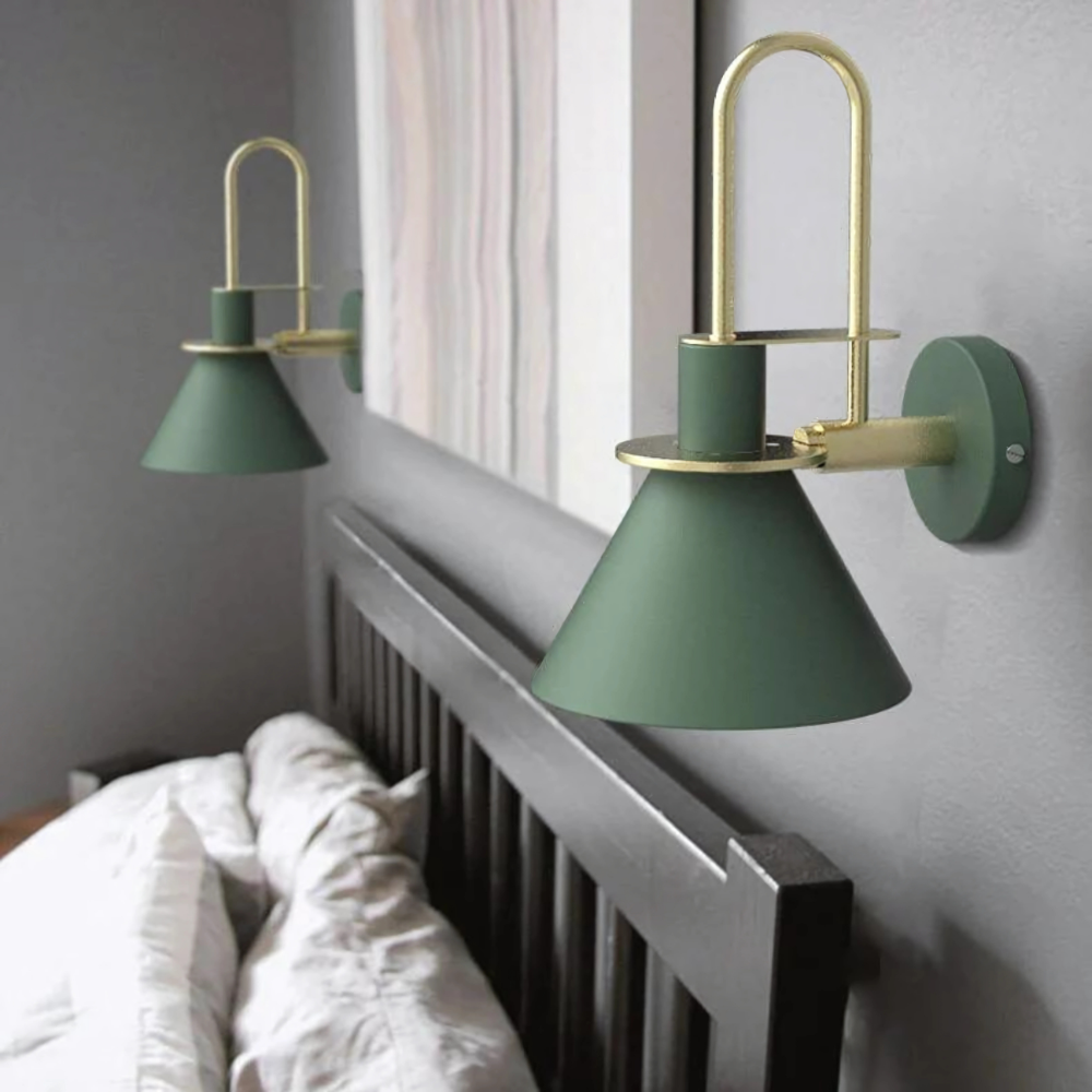 Moderne Wandleuchte im Skandinavischen Design – Wandlampe Innen für Wohnzimmer & Schlafzimmer | E27 | Schwarz/Weiß/Grün