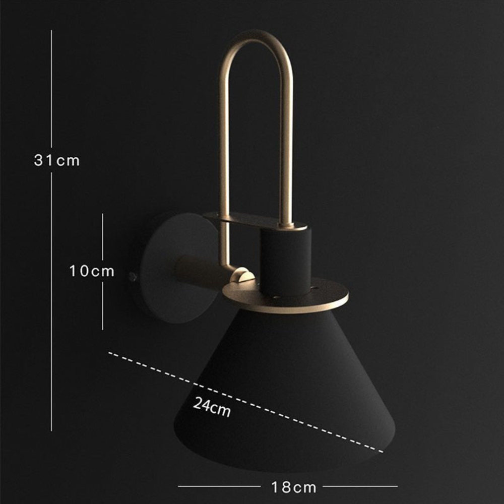 Moderne Wandleuchte im Skandinavischen Design – Wandlampe Innen für Wohnzimmer & Schlafzimmer | E27 | Schwarz/Weiß/Grün