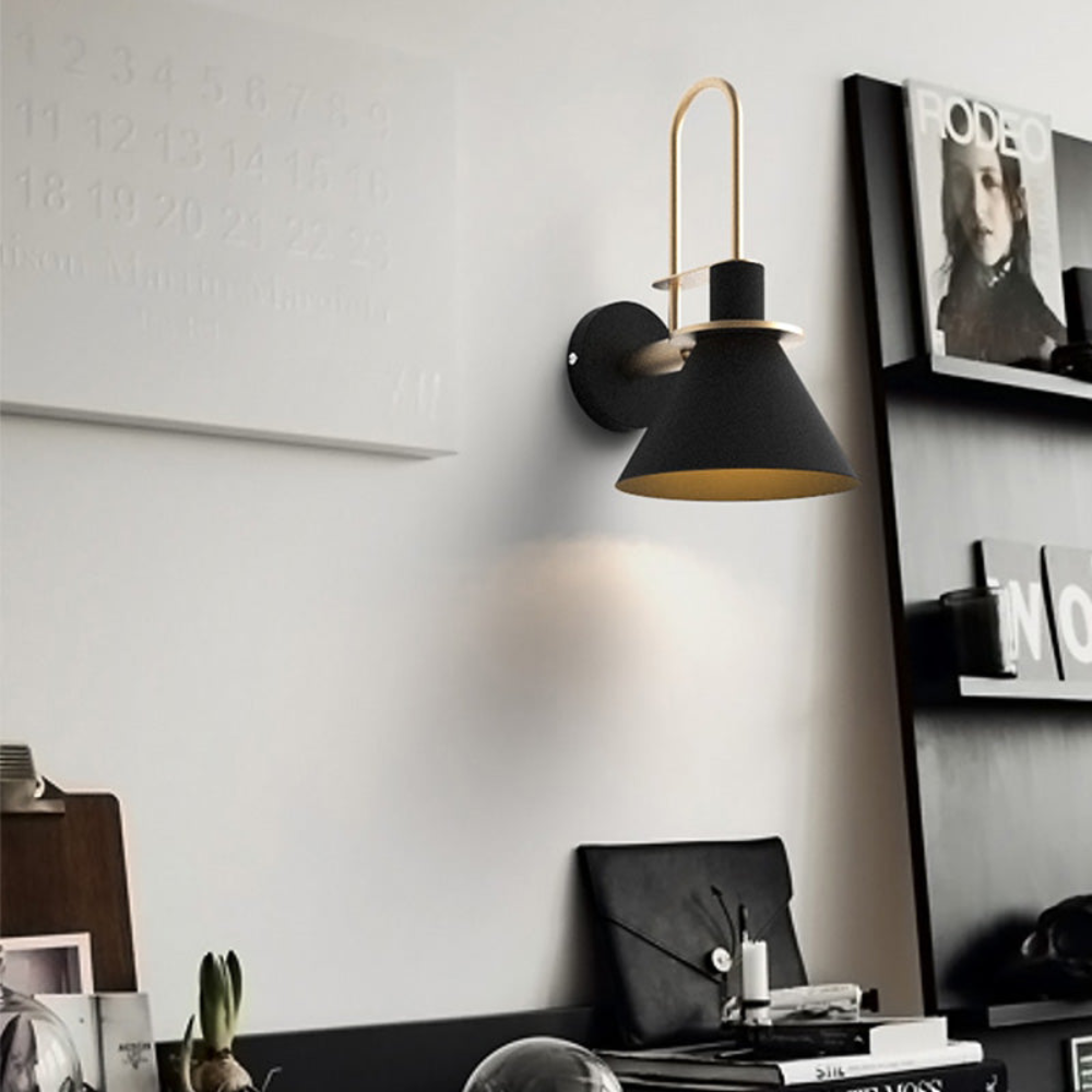 Moderne Wandleuchte im Skandinavischen Design – Wandlampe Innen für Wohnzimmer & Schlafzimmer | E27 | Schwarz/Weiß/Grün