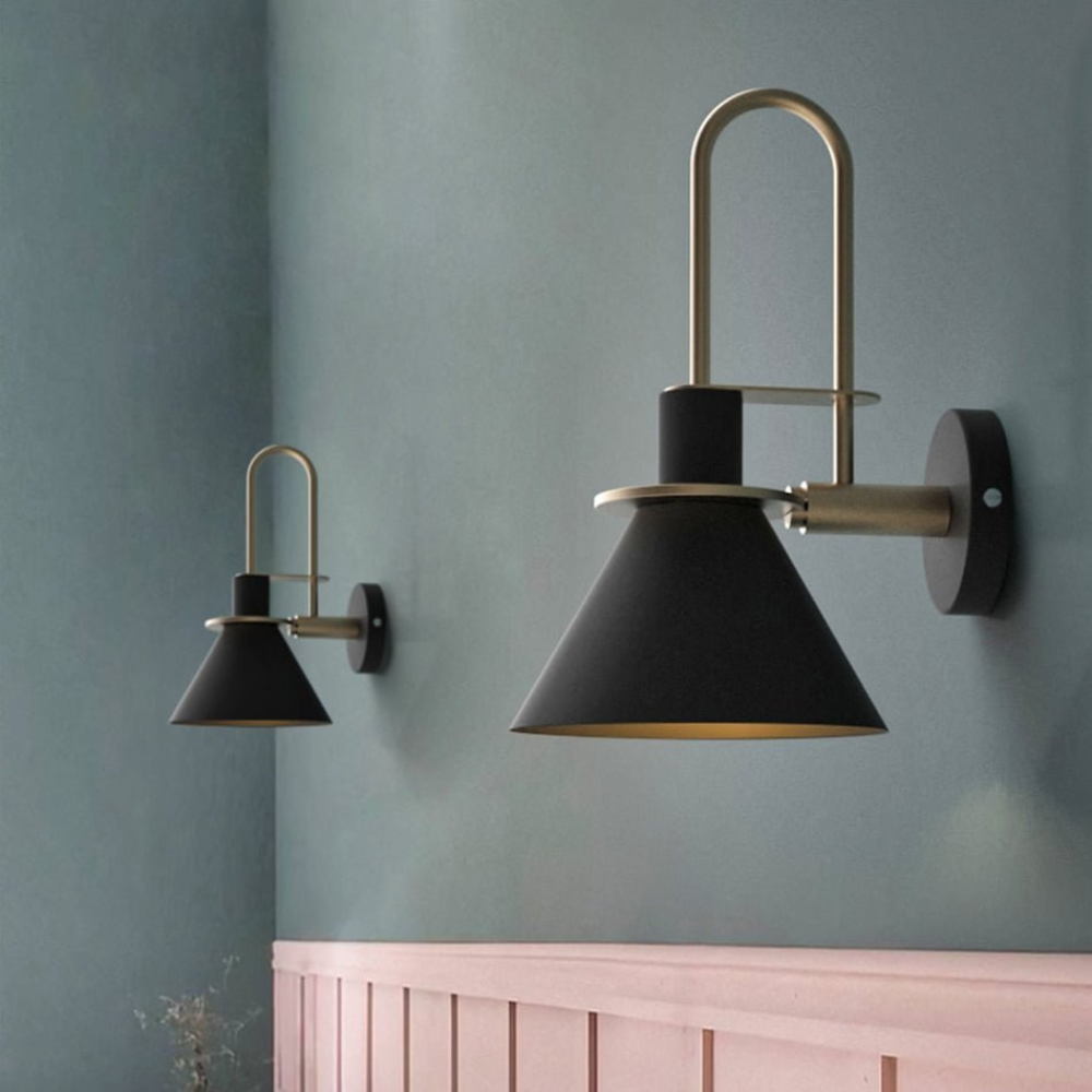 Moderne Wandleuchte im Skandinavischen Design – Wandlampe Innen für Wohnzimmer & Schlafzimmer | E27 | Schwarz/Weiß/Grün