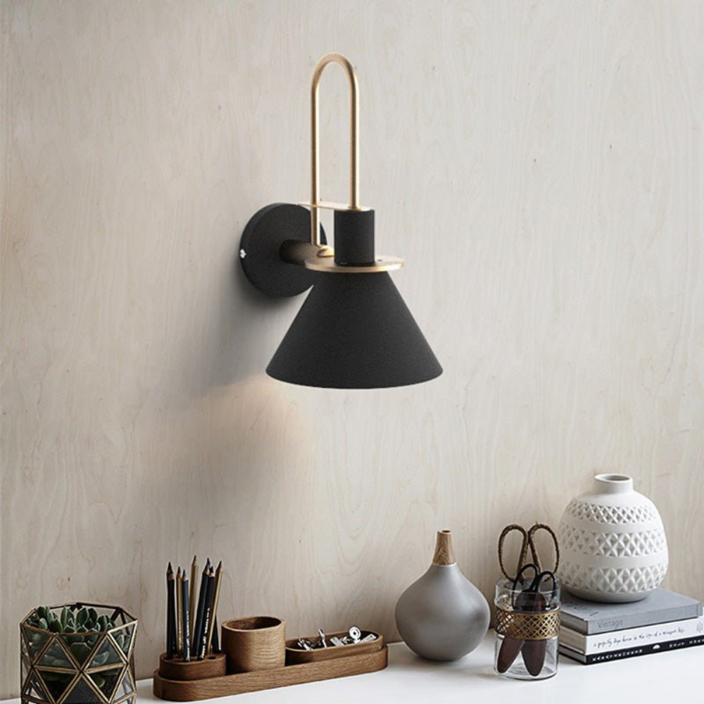 Moderne Wandleuchte im Skandinavischen Design – Wandlampe Innen für Wohnzimmer & Schlafzimmer | E27 | Schwarz/Weiß/Grün