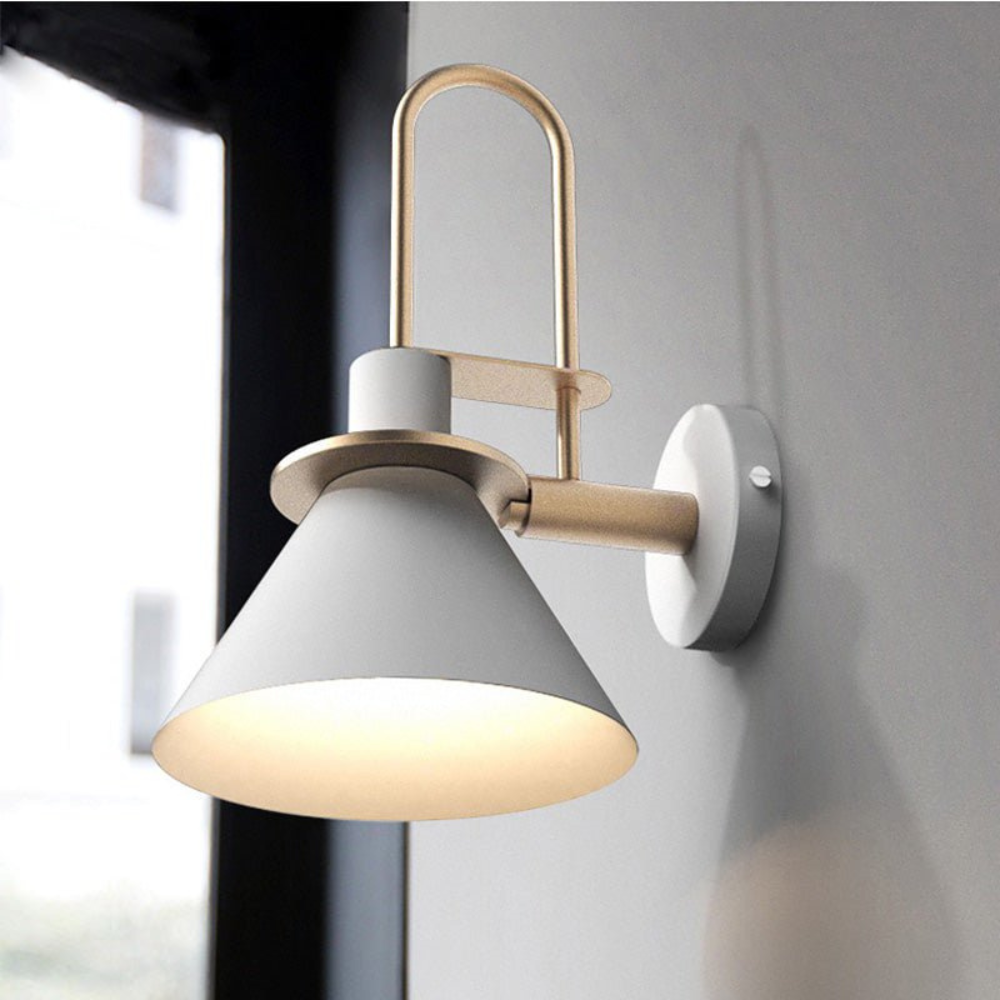 Moderne Wandleuchte im Skandinavischen Design – Wandlampe Innen für Wohnzimmer & Schlafzimmer | E27 | Schwarz/Weiß/Grün