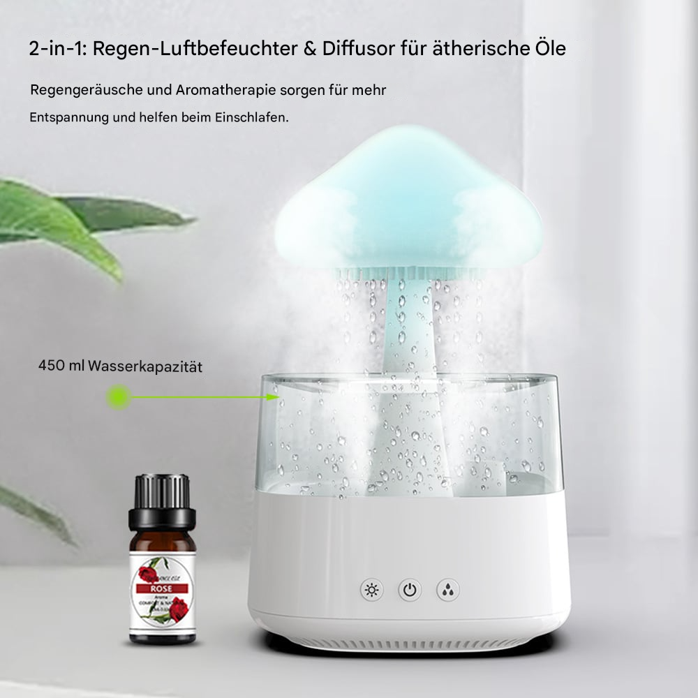LED Luftbefeuchter & Aroma Diffuser – Leiser Ultraschall Raumbefeuchter mit Ambientelicht für Schlafzimmer & Wohnzimmer