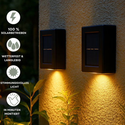 Solar LED Außen-Wandleuchte – Wetterfeste Gartenlampe mit warmweißem Licht