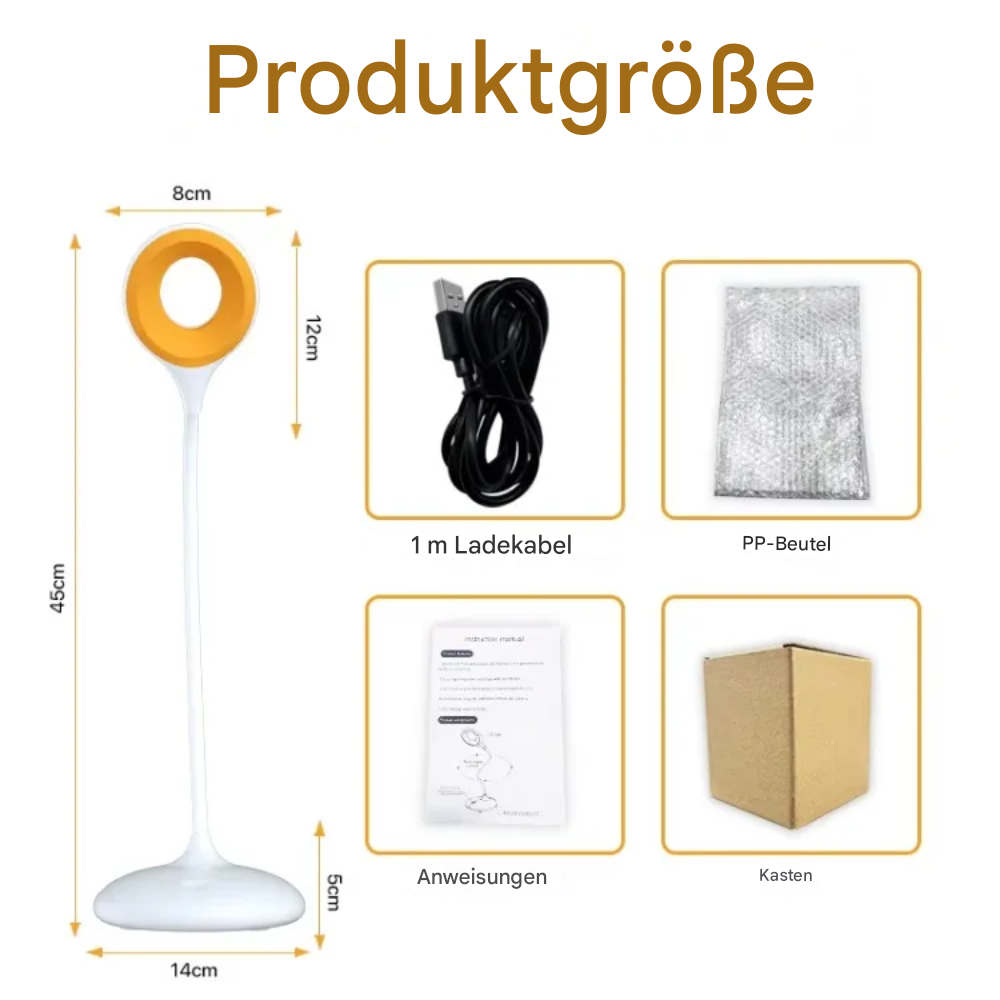 Moderne LED Schreibtischlampe – Dimmbare Touch-Tischlampe mit flexiblem Schwanenhals & Augenfreundlichem Licht