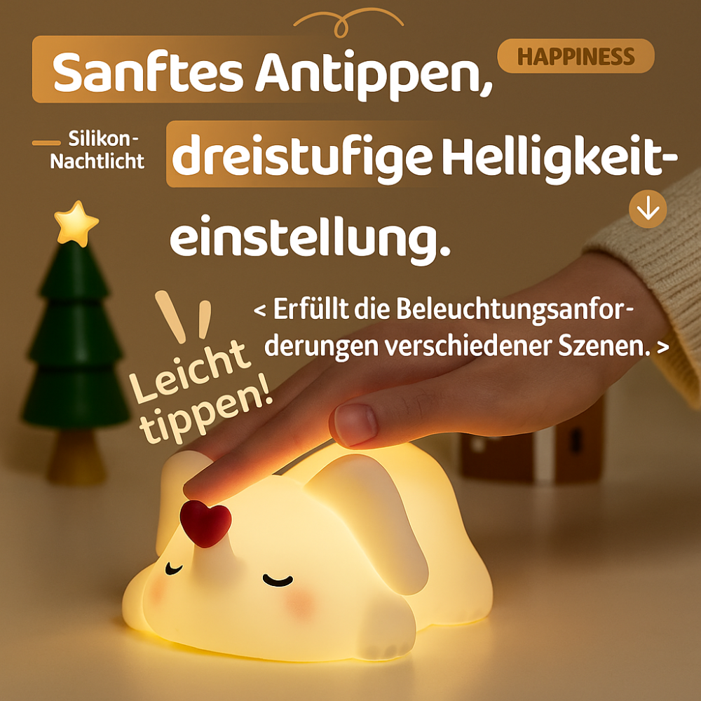 Silikon LED Nachtlicht mit Timer – Kinder Nachtlampe zum Einschlafen, Weiches Schlummerlicht